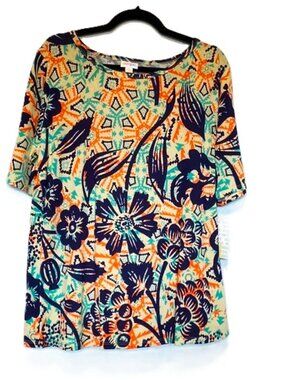 LuLaRoe Gigi Form Fitting Top 3XL Bodycon Multicolored Blouse Floral